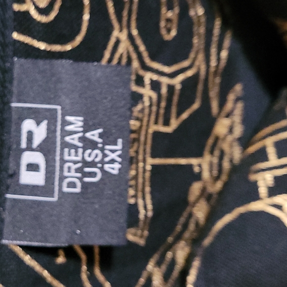 Men's Print Black Gold Shirt  SIZE 4X - Picture 2 of 5